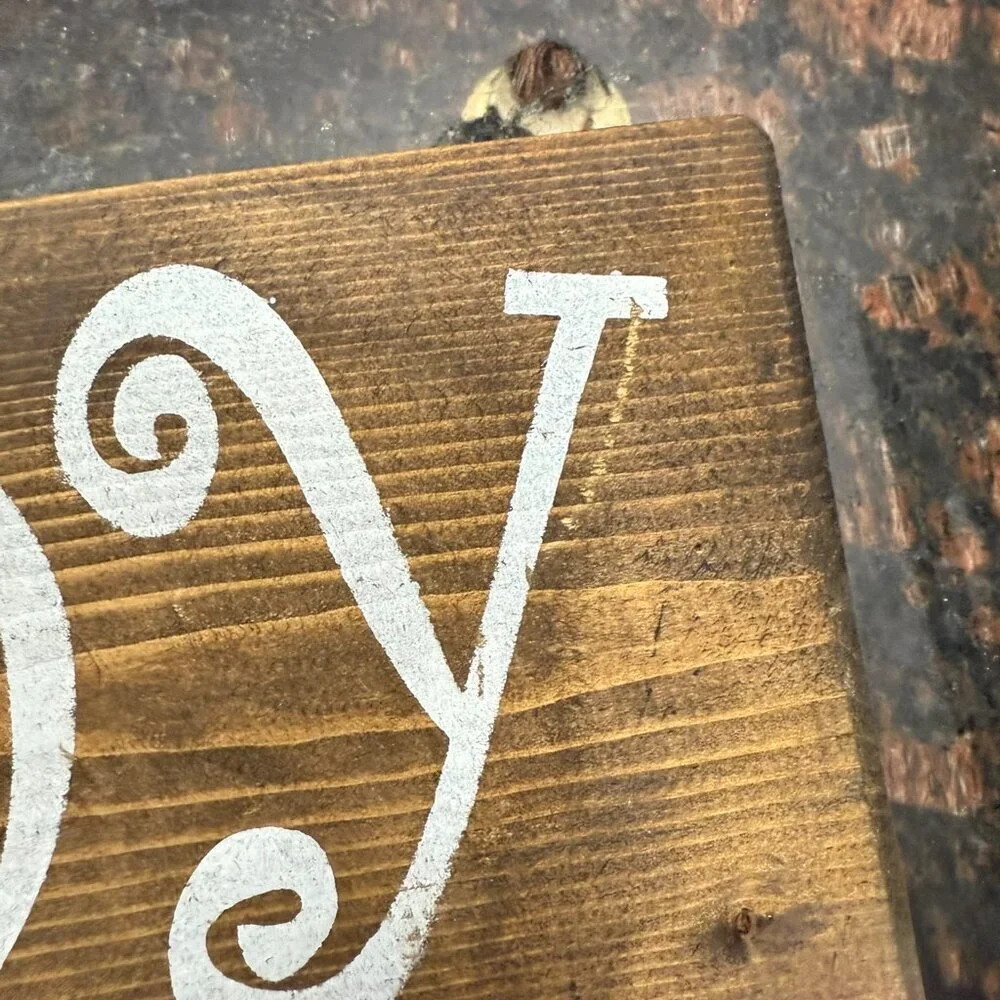 JOY handmade sign with wall hanger